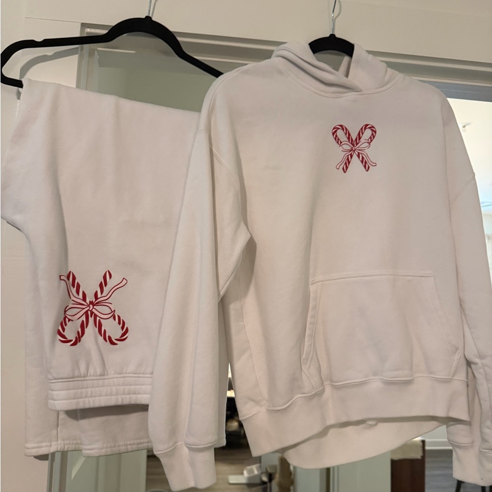 Hollister White Hoodie with Red Accents